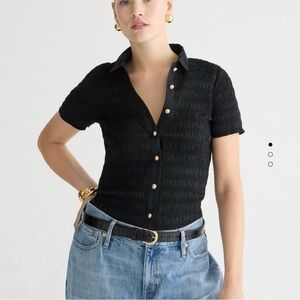 J. Crew Smocked Button Up Top